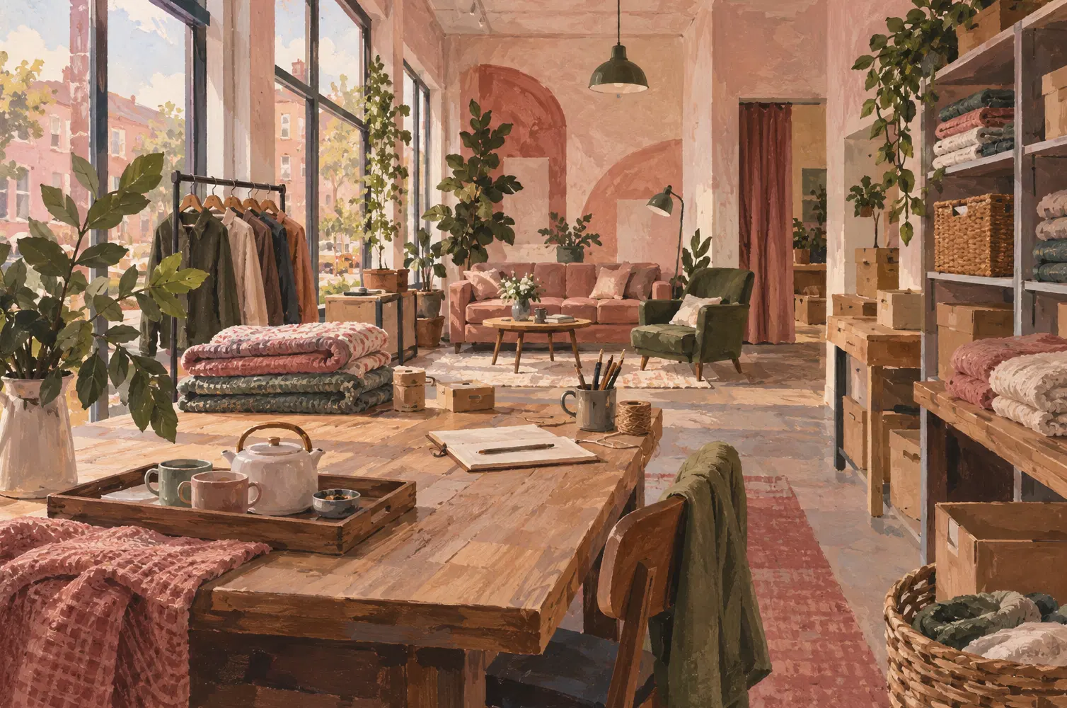 Illustration of care service businesses and their working space